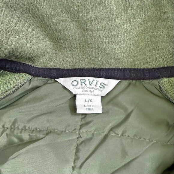 Orvis Men’s Full Zip Jacket Size Large Olive Green Quilted Lightweight - Picture 4 of 9